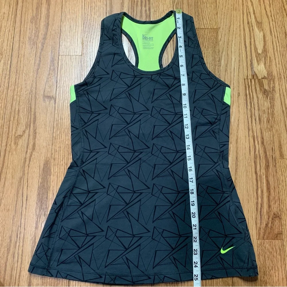 Nike Dri-FIT Slim Fit Racerback Tank Charcoal Black Triangle Neon Yellow L - Picture 4 of 5